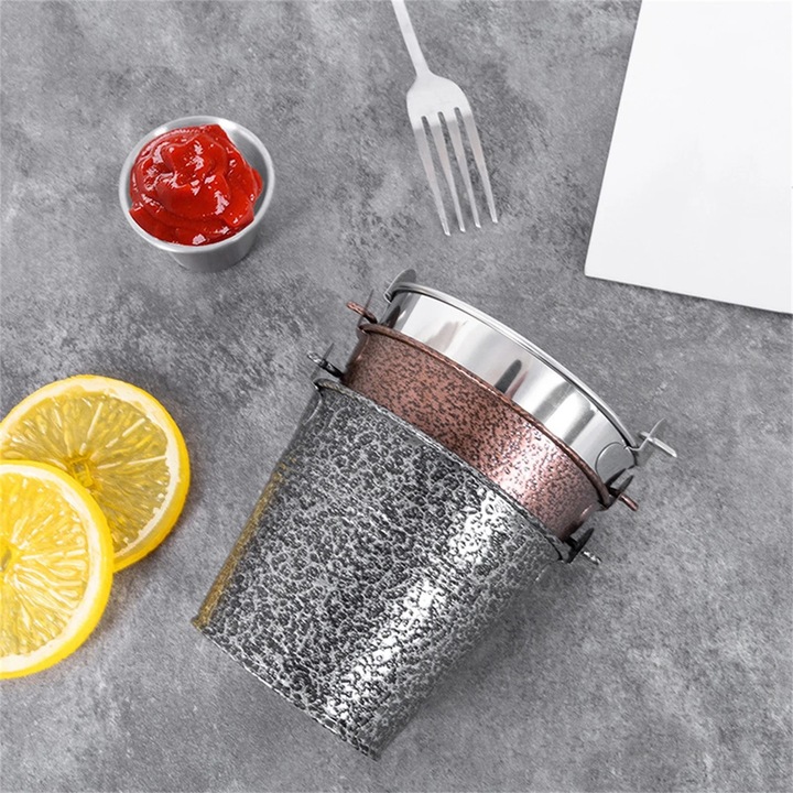 Cos mini metalic YANYXR, inox, 14x14x14cm, multifunctional