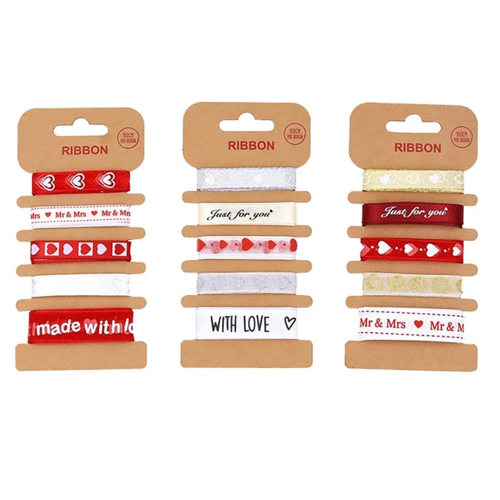 Set 3 panglici decorative YANYXR Valentine multicolor 100x1.5cm