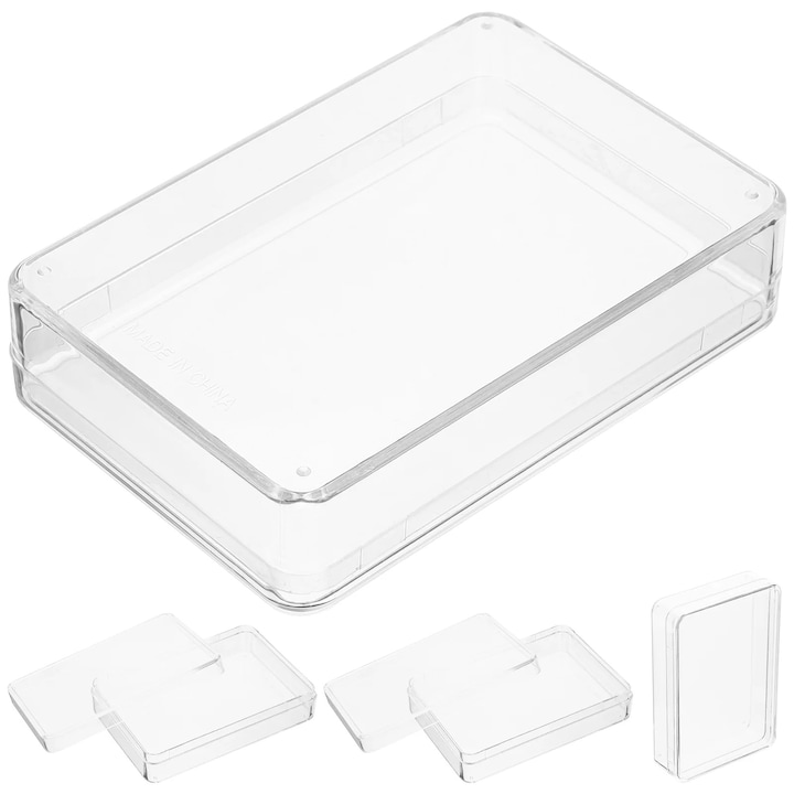 Set 4 cutii transparente plastic pentru carti de joc 9.5x6x2cm YANYXR