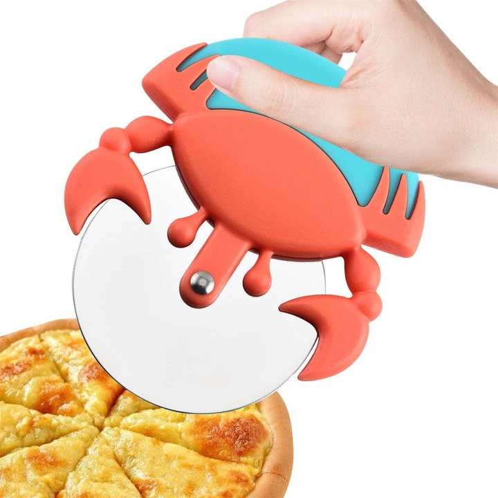 Feliator pizza YANYXR crab amuzant, mare, antiderapant, plastic, portocaliu