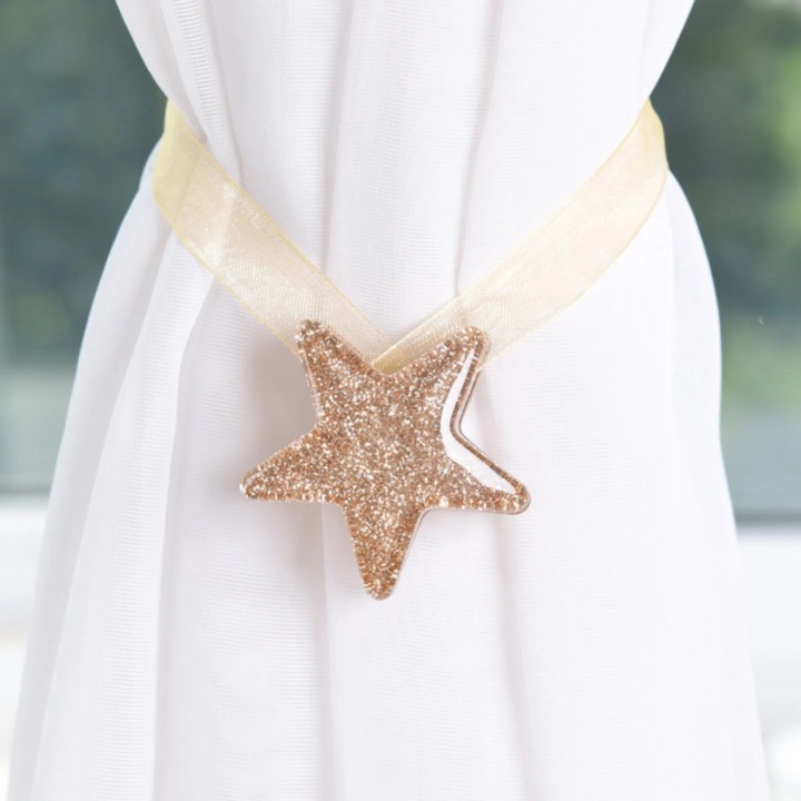 Set 2 cleme magnetice YANYXR stea aurii 33cm pentru perdele