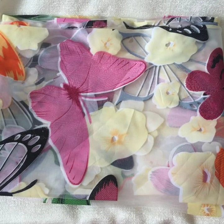 YANYXR függöny, pillangó mintás, átlátszó, fehér, 100x200cm, nappaliba és lányszobába