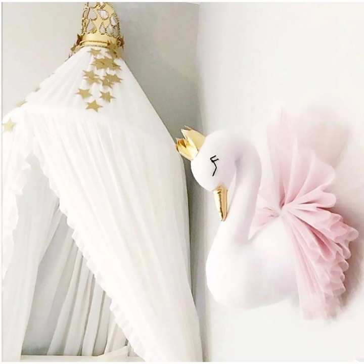 Decoratiune perete lebada 3D YANYXR roz 40cm