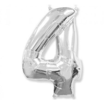 Balon figurina din folie metalizata, cifra 4, 100 cm, argintiu Balon figurina din folie metalizata, cifra 4, 100 cm, argintiu