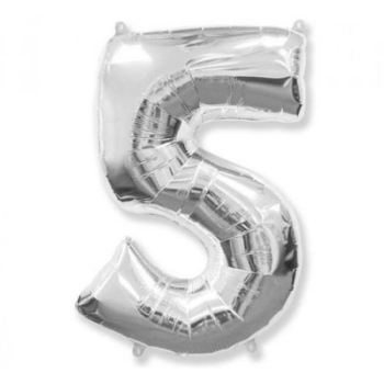 Balon figurina din folie metalizata, cifra 5, 100 cm argintiu Balon figurina din folie metalizata, cifra 5, 100 cm argintiu