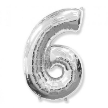Balon figurina din folie metalizata, cifra 6, argintiu, 100 cm Balon figurina din folie metalizata, cifra 6, argintiu, 100 cm
