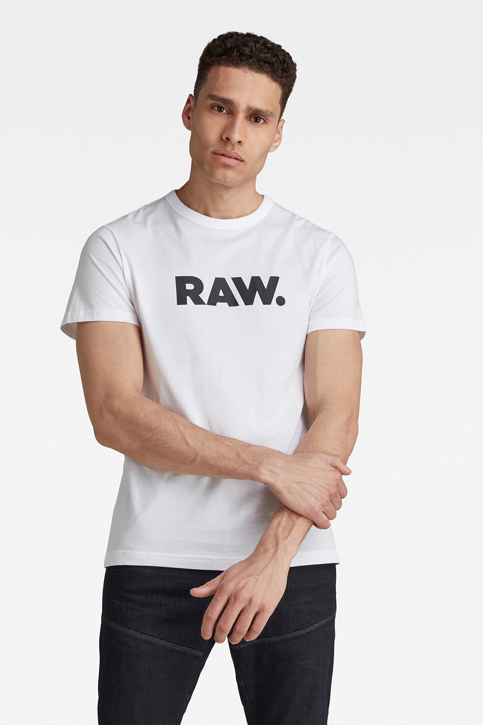 G-STAR, Tricou regular fit cu imprimeu text Holorn, Alb, XXL