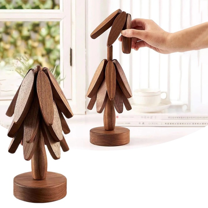 Комплект дървени поставки YANYXR модел дърво, 23x10x10см, кафяв