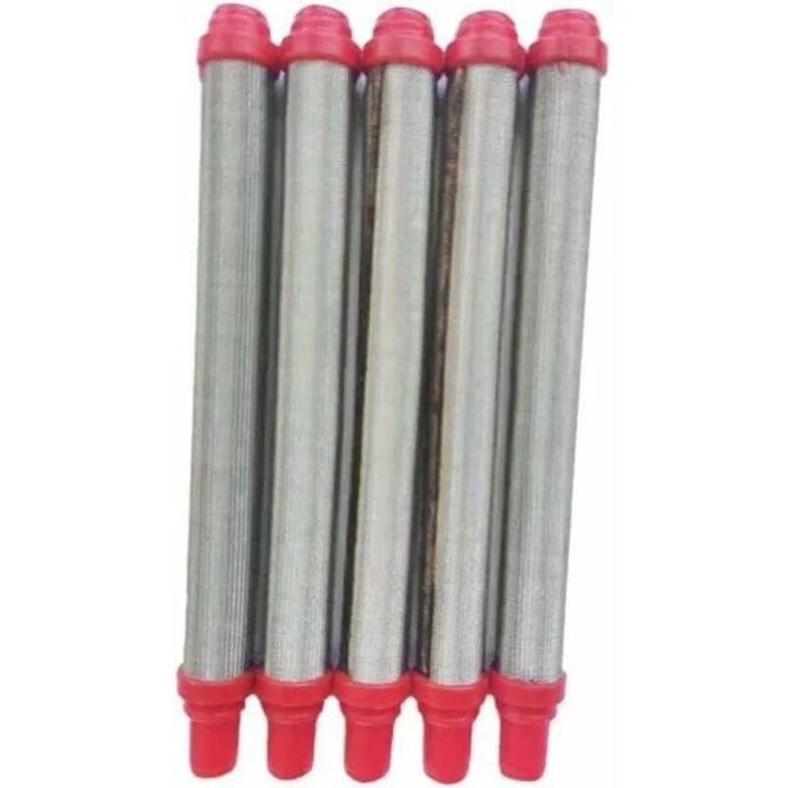 Set 5 filtre plasa pentru pistol vopsit, otel inoxidabil, rosu, 10.5mm