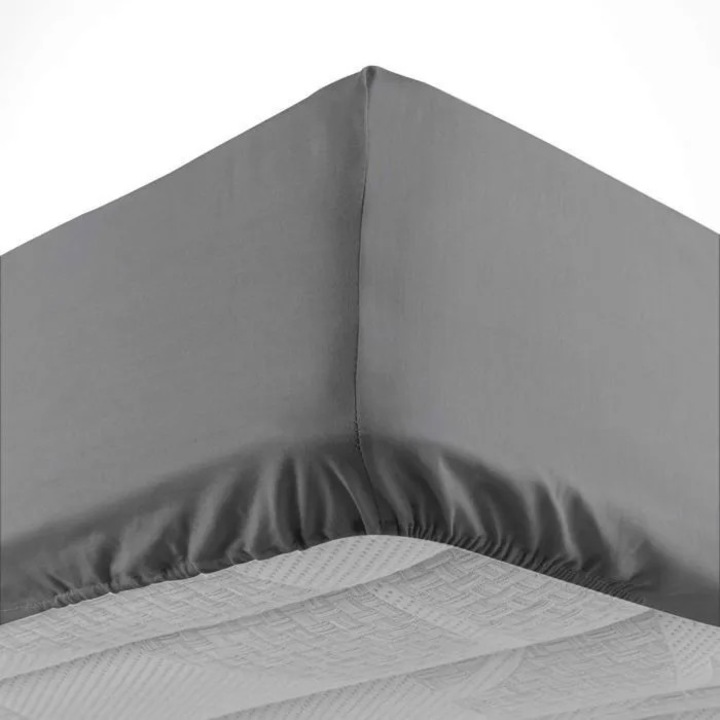Drap huzat, OME, 90x190cm, 100% pamut, antracit, 30cm-es sarokmagasság