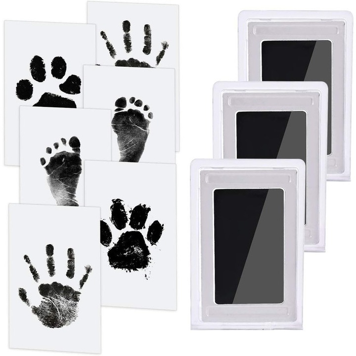 Set 3 tampoane cerneala pentru amprente bebelusi, 8x12.5cm, negru, M