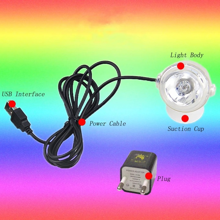 Lampa LED acvariu YANYXR submersibila, 1W, multicolor, 3.8cm