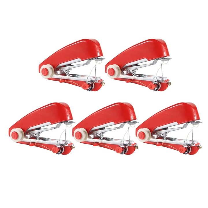 Set 5 masini de cusut manuale portabile YANYXR rosu 10.5x3cm