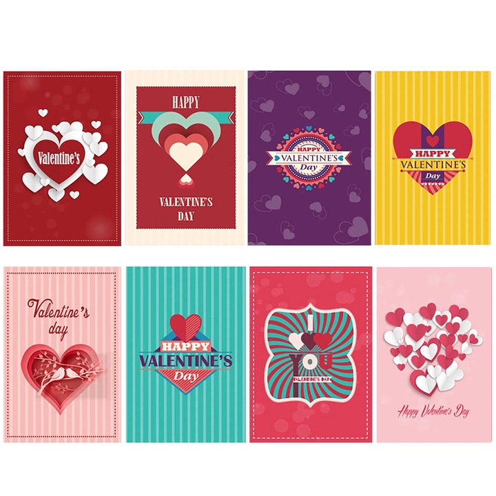 Set 8 felicitari YANYXR, hartie, 10x15cm, romantic, multicolor