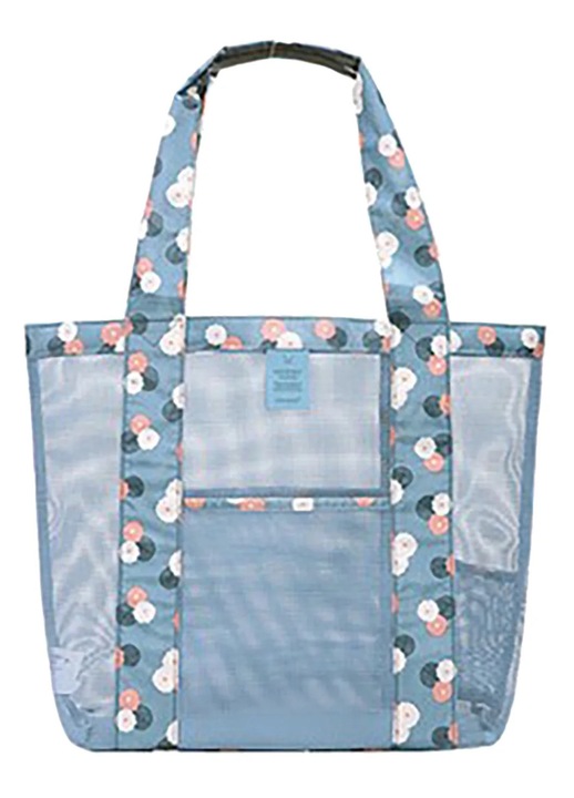 Geanta plaja mesh YANYXR albastru 43x33x10cm