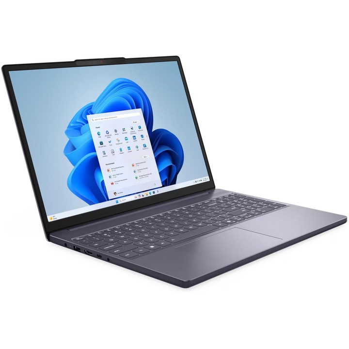 Laptop Lenovo IdeaPad Slim 3, 15.3" WUXGA, AMD Ryzen™ 5 150 akár 4.55 GHz, 16 GB RAM DDR5, 512 GB SSD, AMD Radeon, Free Dos, Luna Grey 512 GB