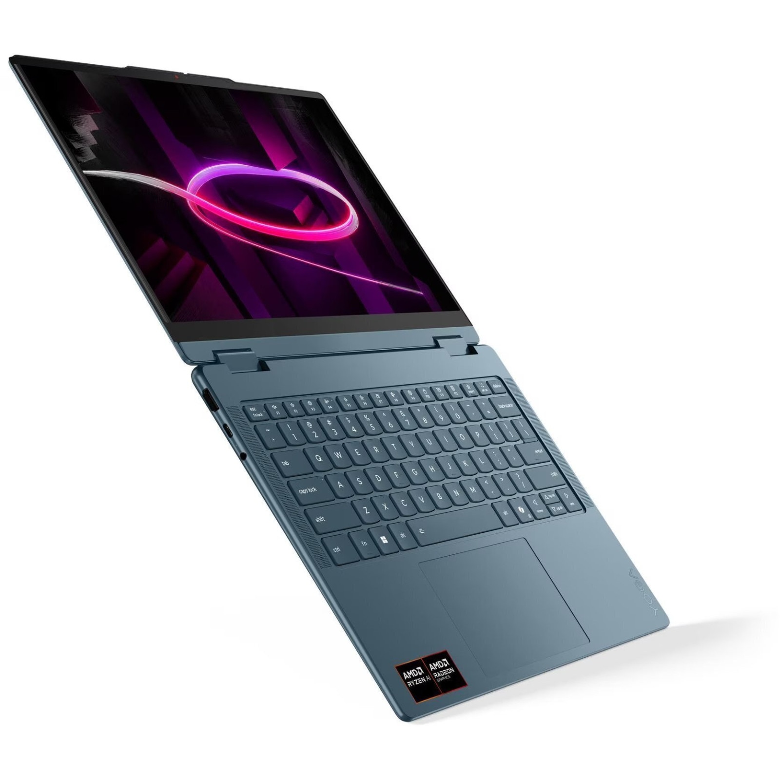 Laptop Lenovo Yoga 7 G11, 14" WUXGA Touchscreen, AMD Ryzen™ AI 5 435 pana la 4.5 GHz, 16 GB RAM LPDDR5x 8000, 512 GB SSD, AMD Radeon. Windows 11 Home, Tital Teal 512 GB