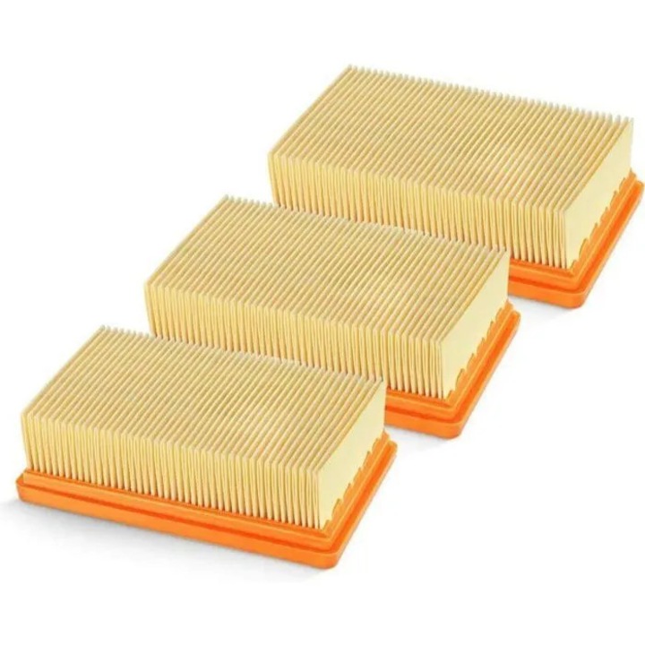 Set 3 filtre plisse plate aspirator uscat-umed Karcher MV4 MV5 MV6 WD4 WD5 WD6