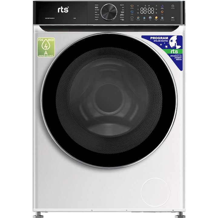 Masina de spalat rufe RTS RAC-WMF10456RD-W, 10 kg, Clasa A, 1400 RPM, Inverter Direct Drive, Steam, Alb