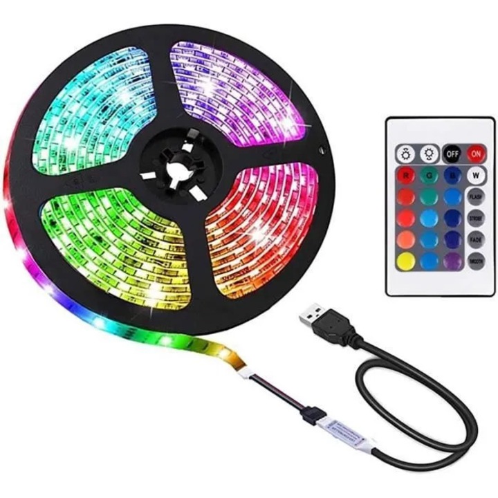 LED szalag 3m többszínű 24 gombos távirányítóval, beltéri