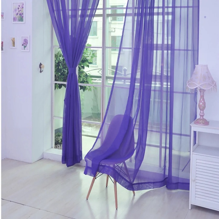 YANYXR voile függöny, tüll, lila, 240x150cm, 1 darab