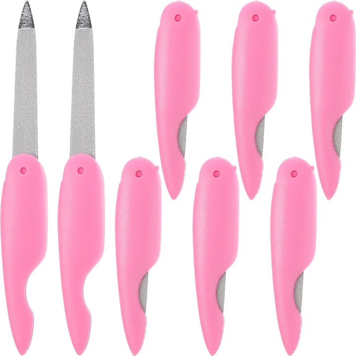 Set 8 pile metalice pliabile pentru unghii, albastru, 13.5x2x1cm