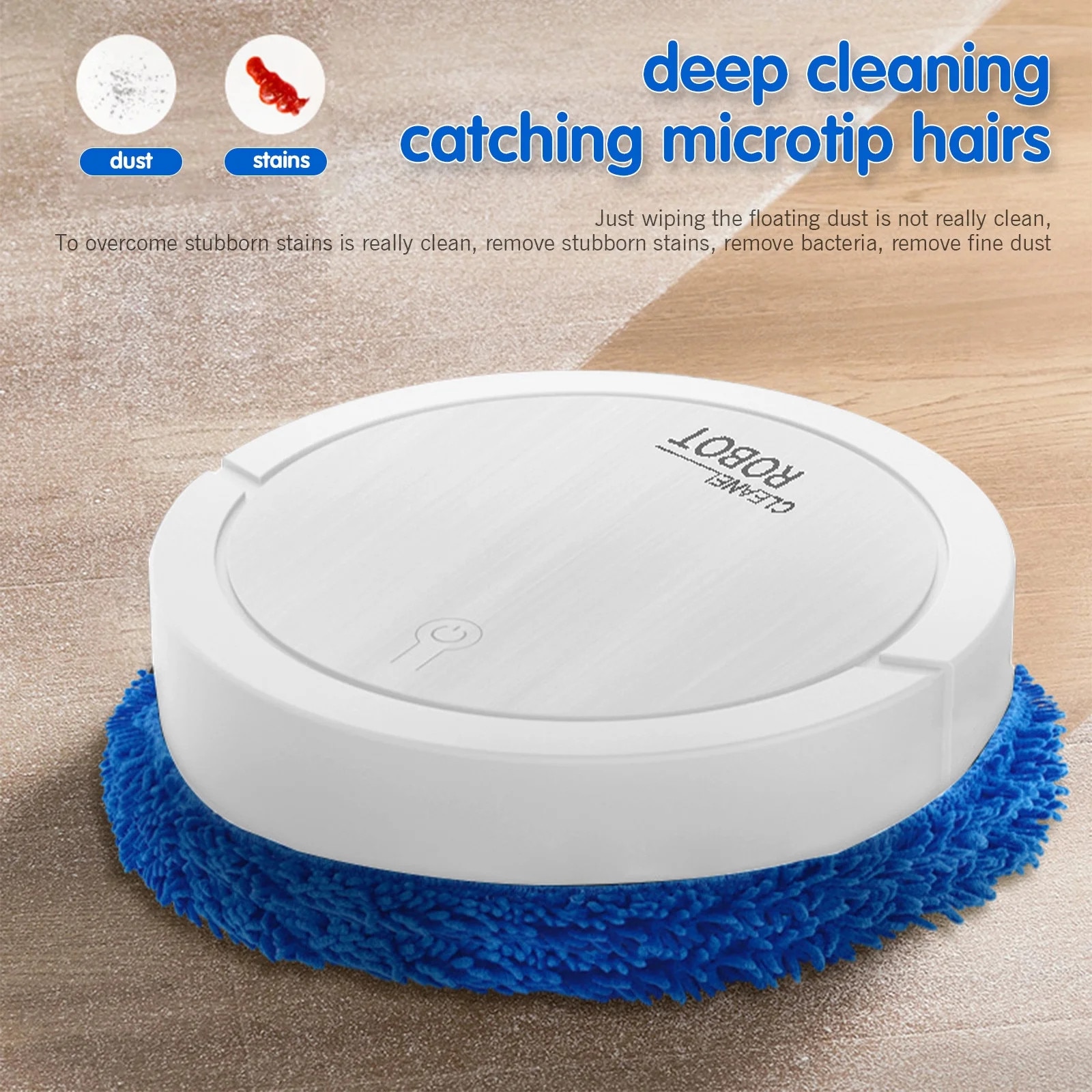 Robot de curatenie YANYXR BCS3150448, aspirator si mop umed/uscat, autonomie 61-120 min, alimentare USB, pentru 90-120 m², alb/albastru