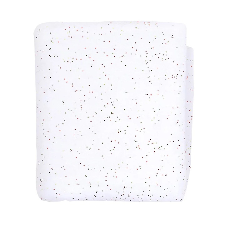 Patura de zapada artificiala YANYXR BCS2922704 din floss de matase cu sclipici, alb cu puncte multicolore, 154 x 92 x 1 cm