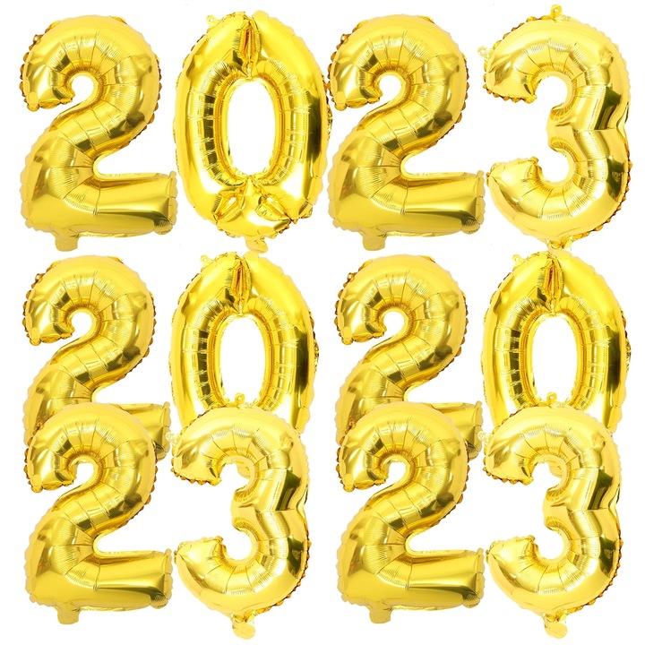 Baloane folie aluminiu 2023 aurii set 3 piese 47x37cm 44x31cm 45x25cm