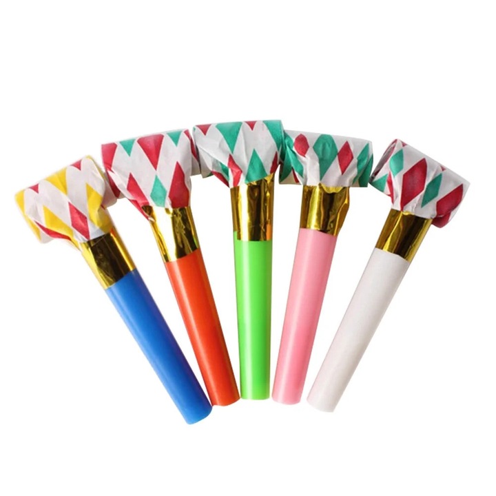Set 10 suflatori petrecere, multicolor, 6x0.8x0.8cm, plastic
