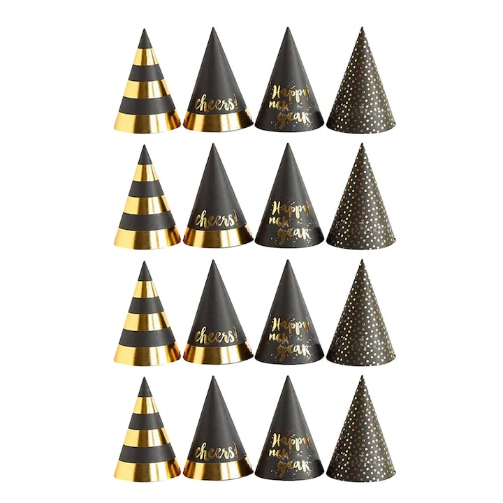 Set 16 coifuri petrecere an nou, hartie, multicolor, 32x18.5x0.1cm