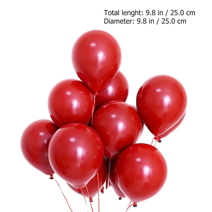 YANYXR 50 db matt piros latex lufi szett, 25x25x25cm, parti dekoráció
