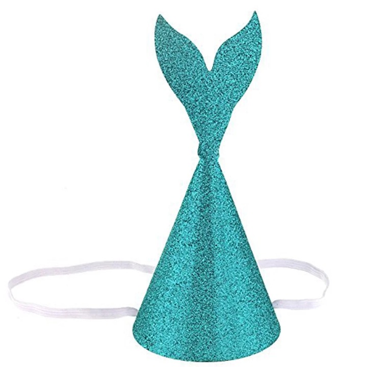 Set 6 coifuri sirena, hartie sclipitoare, verde, 23x23x0.1cm