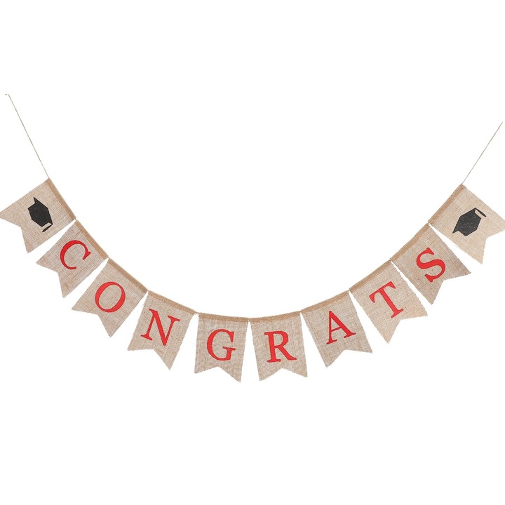 Banner decorativ burlap felicitari absolvire 2023 multicolor 17x13cm