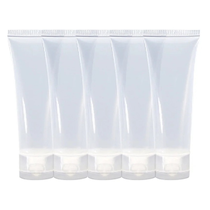 Set 5 recipiente goale pentru sapun si crema, 50ml, transparent