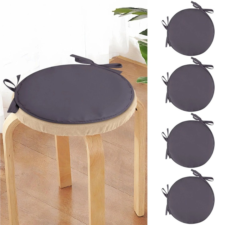 Set 4 Perne Rotunde Scaun YANYXR, gri, 30x30cm