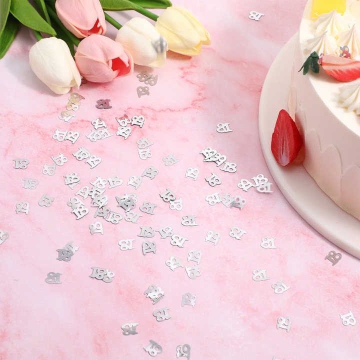 YANYXR Party Konfetti 600 db ezüst 1x1.3cm műanyag számok