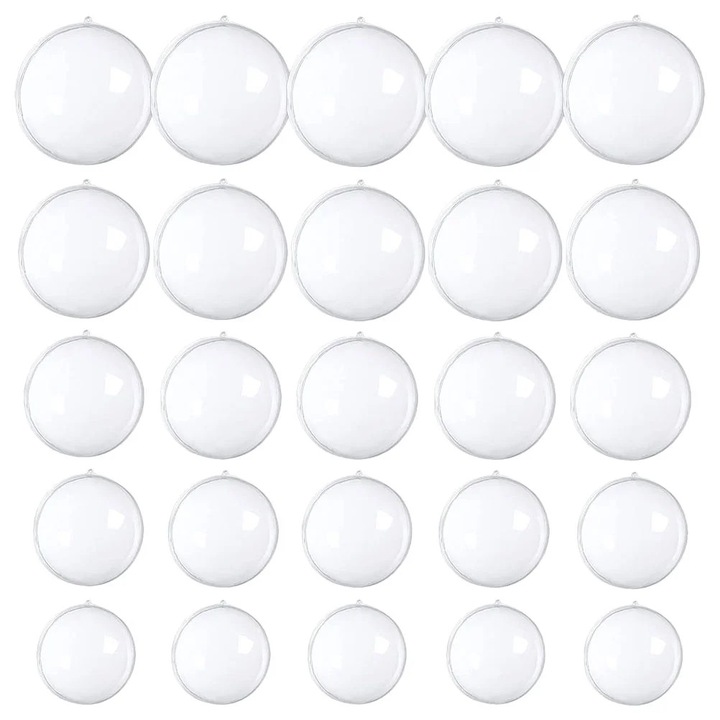 YANYXR karácsonyi gömbök, 25 db-os szett, átlátszó műanyag, 3x3x3cm-7x7x7cm