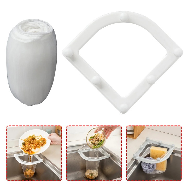 Filtru chiuveta YANYXR set 30 saci plasa alb 21x5.8cm 12x20cm