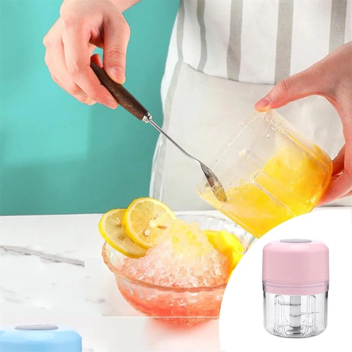 Tocator electric portabil YANYXR, 250ml, roz, USB, rezistent la apa