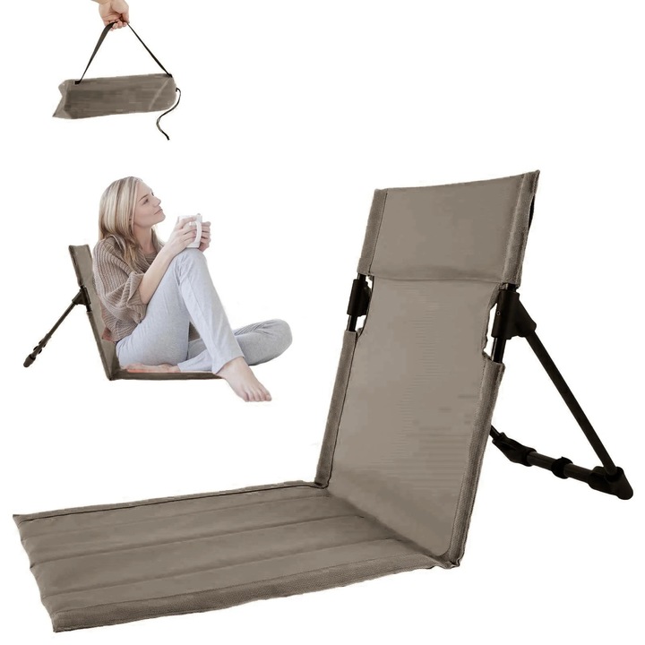 Scaun pliabil camping YANYXR maro 600D cu suport ergonomic si geanta depozitare