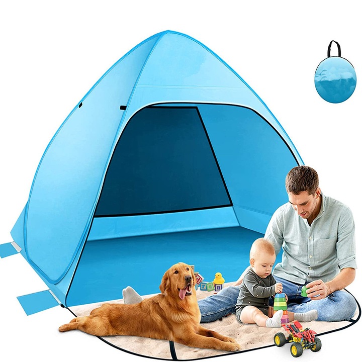 Pop-up strandsátor 3-4 személyes UV védelemmel hordozható 195x115x140cm többszínű