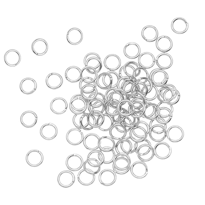 Inele metalice deschise 3mm argintiu set pentru bricolaj
