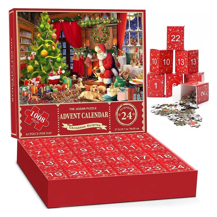 Naptár Adventi Puzzle Karácsony 2024 YANYXR interaktív többszínű 50x70cm