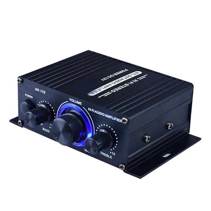 Amplificator audio YANYXR Mini HIFI, negru, 125x75x40mm, 20W+20W