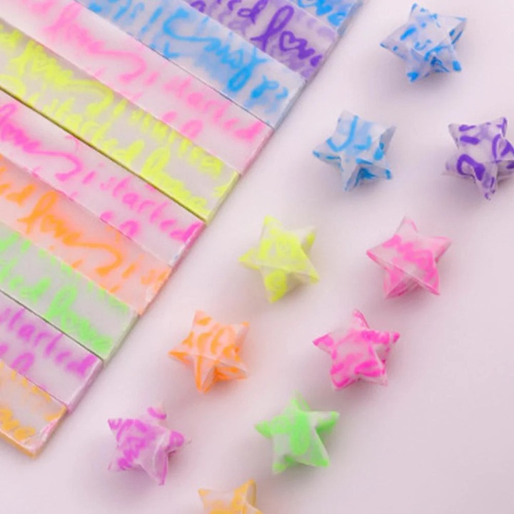 YANYXR foszforeszkáló csillag origami papír, többszínű, 22x1cm, 210 lapos készlet