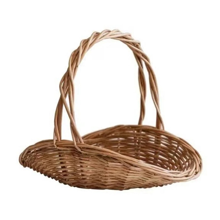 Cos picnic rattan YANYXR, mana, 21x19x24cm si 30x24x25cm, maro