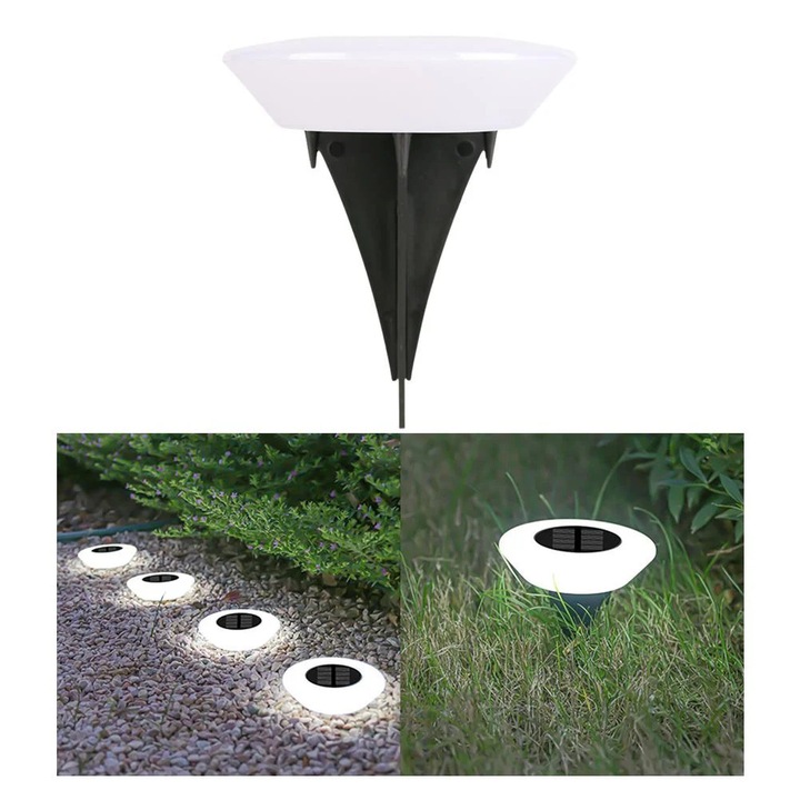 Lampi solare de exterior YANYXR set 4 bucati rezistente la apa alb 12.5x15cm