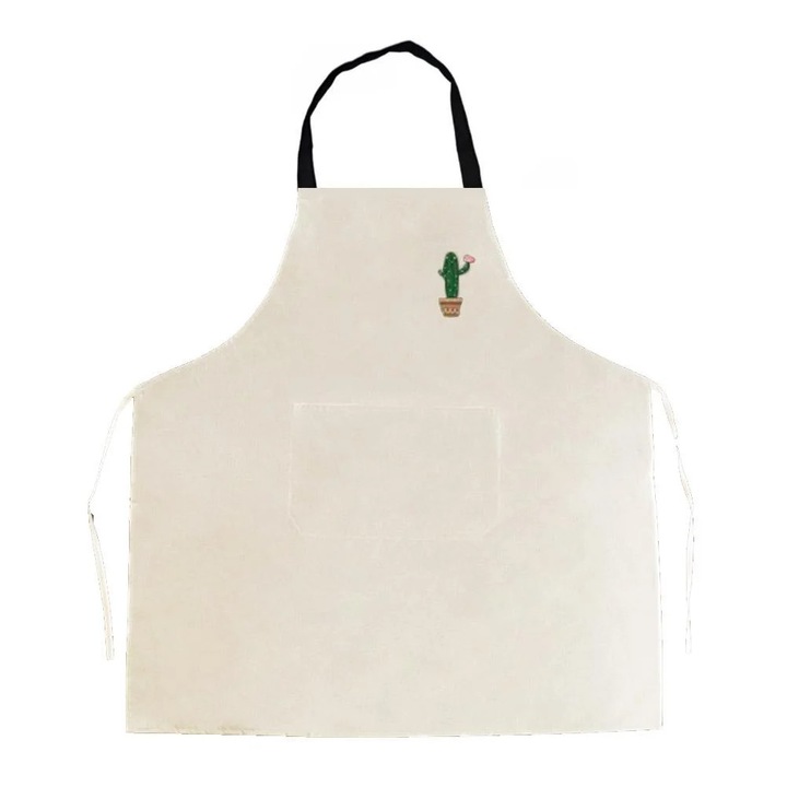 Sort de bucatarie YANYXR, imprimeu cactus, reglabil, negru-alb-maro-verde, 72x68cm