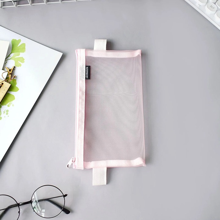 Penar transparent rosu 21x12cm multifunctional nylon